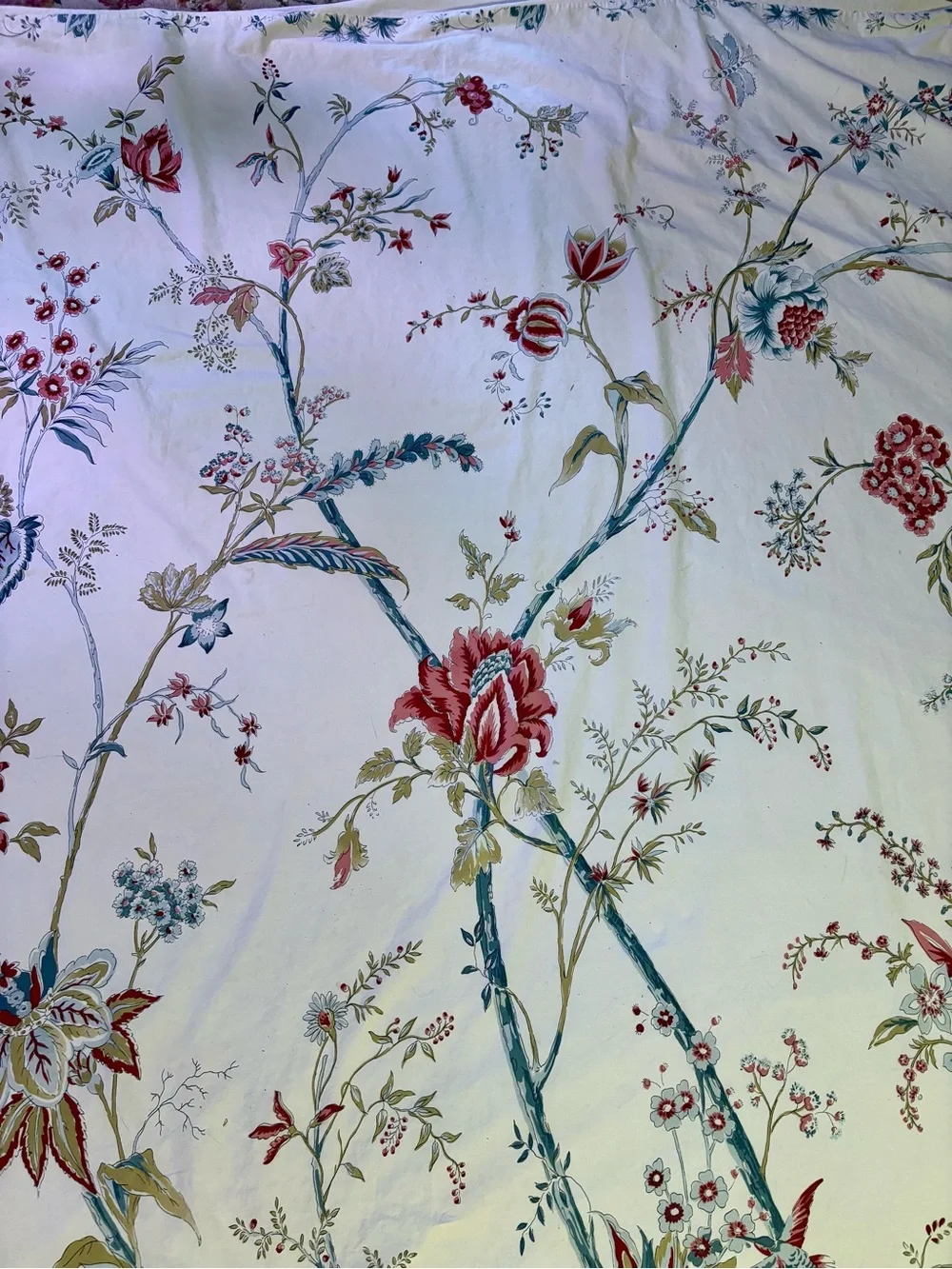 Pottery Barn King Duvet Cover 100% Cotton Italy Tree of Life Floral Bird Rare
